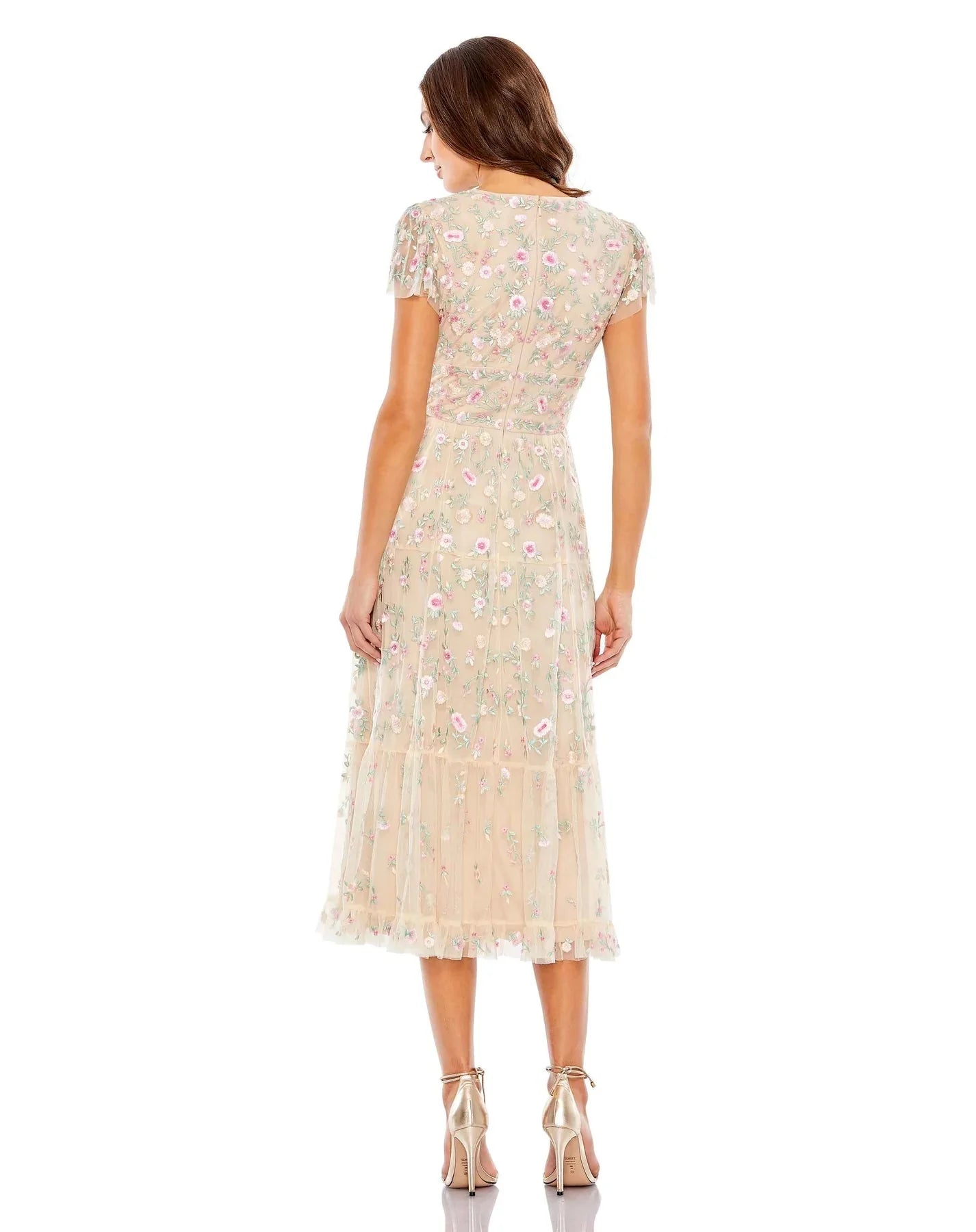 Mac Duggal - 35104 Deep V-Neck Floral Sheath Dress Cocktail Dresses