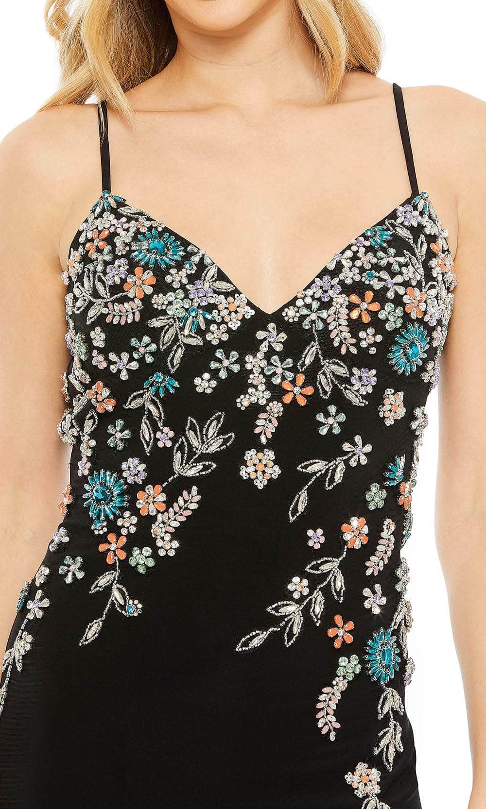 Mac Duggal 42006 - V-Neck Beaded Floral Prom Gown Prom Dresses