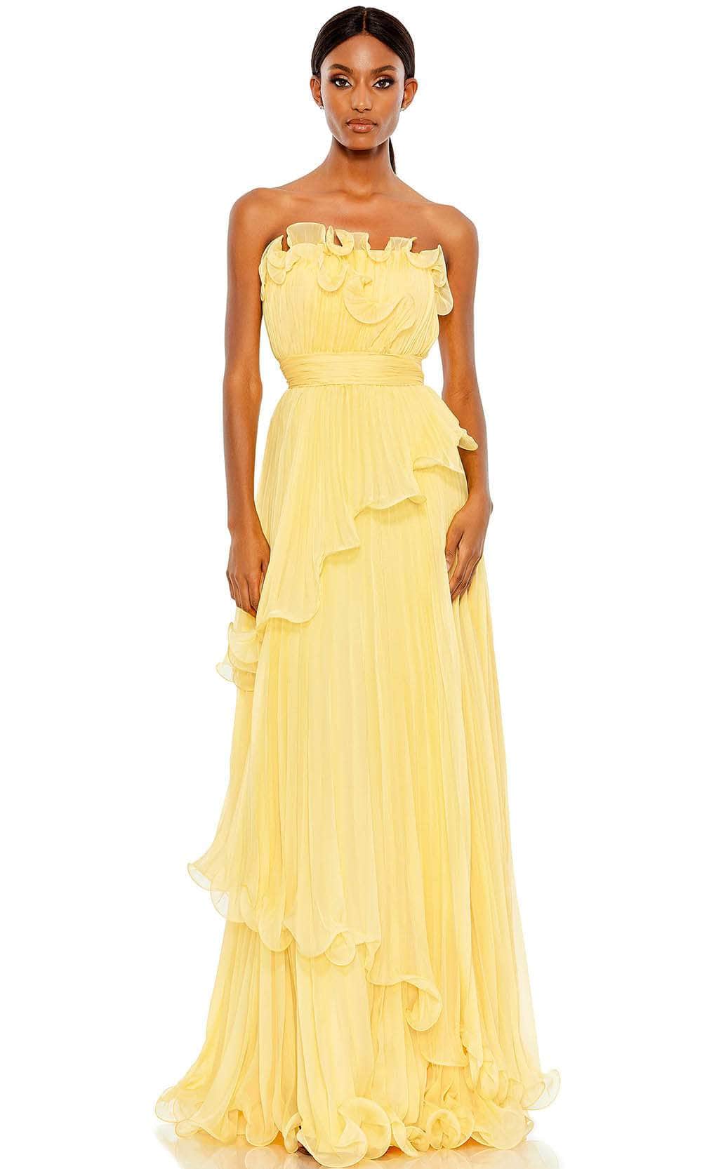 chinese dress ladies Mac Duggal 49537 - Long Pleated Chiffon A-Line Dress