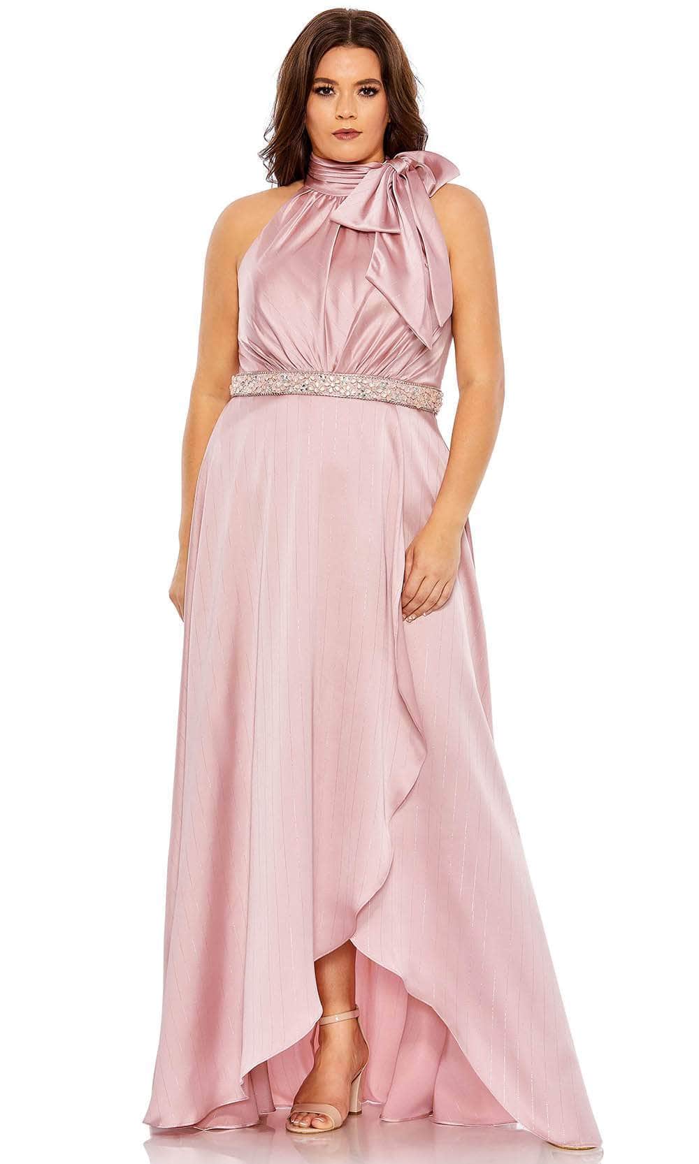 Mac Duggal 49578 - Long A-Line Dress - Sleeveless, Pleats, Ruch, Bow Tie, Waistband, Zipper Closure ADASA Mac Duggal 49578 - Long A-Line Dress - Sleeveless, Pleats, Ruch, Bow Tie, Waistband, Zipper Closure ADASA