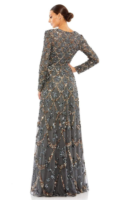 Mac Duggal - 5496 Long Sleeve Lattice Sequin Gown Special Occasion Dress