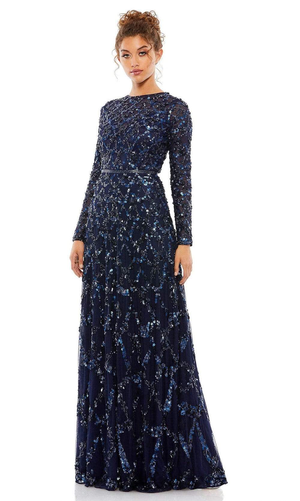 Mac Duggal - 5496 Long Sleeve Lattice Sequin Gown Special Occasion Dress