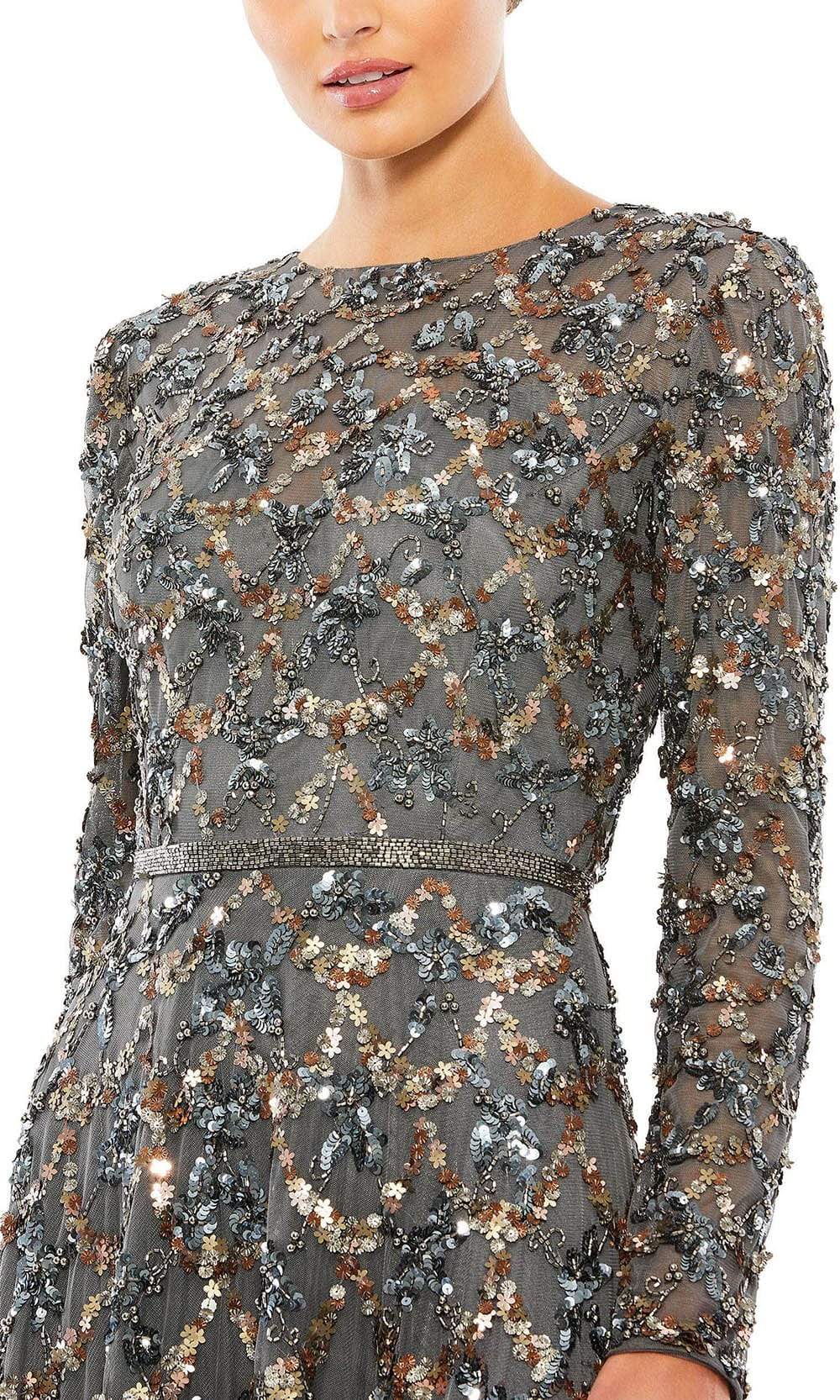 Mac Duggal - 5496 Long Sleeve Lattice Sequin Gown Special Occasion Dress