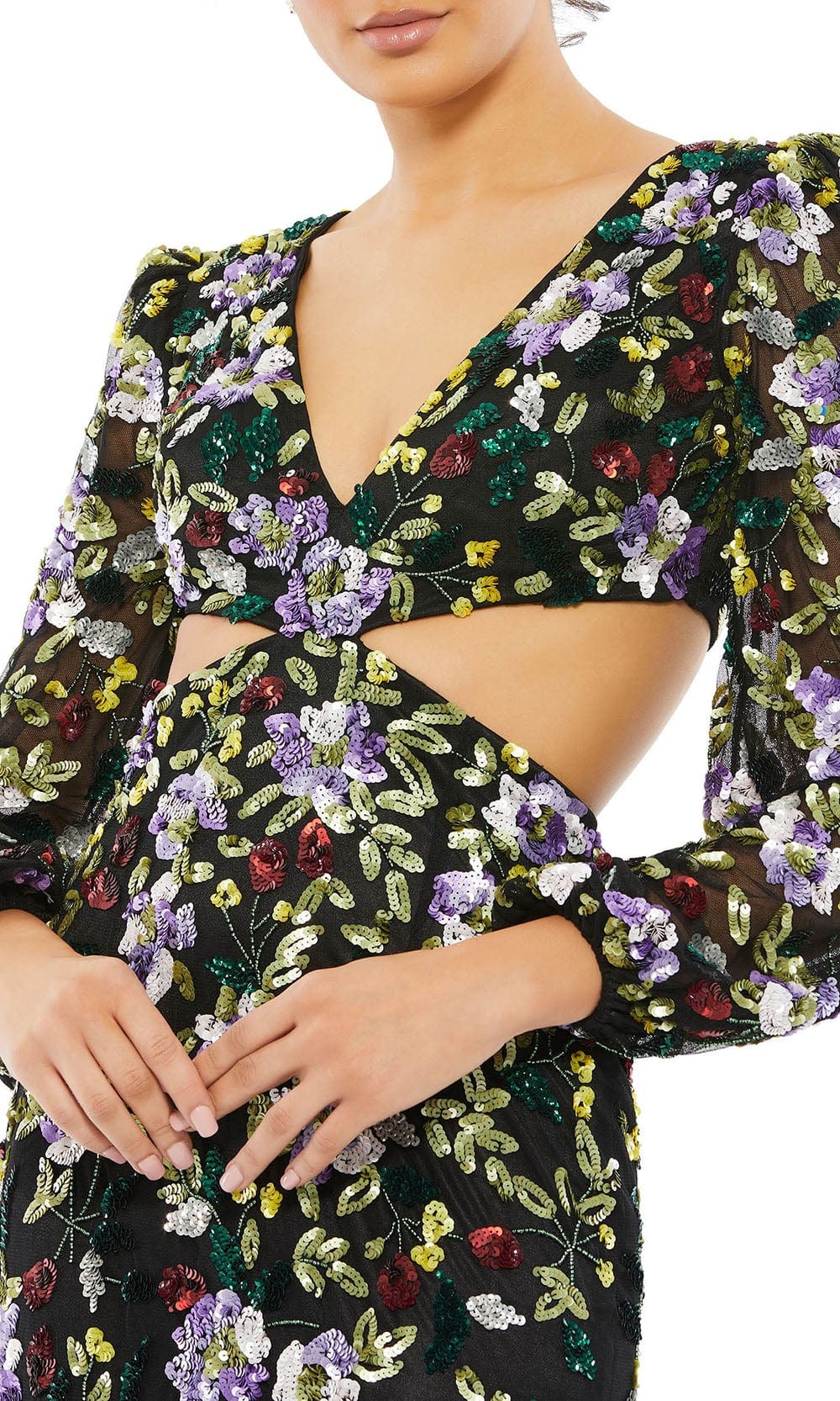 Mac Duggal 5566 - Floral Sequin Evening Gown | Couture Candy Evening Dresses