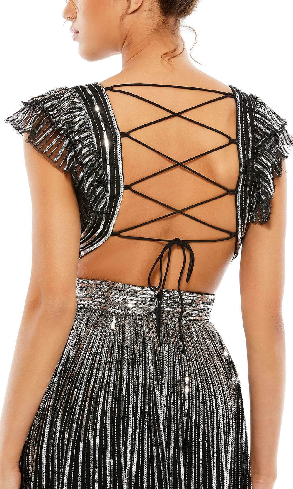 Mac Duggal 5568 - Crisscrossed Back Evening Gown In Black