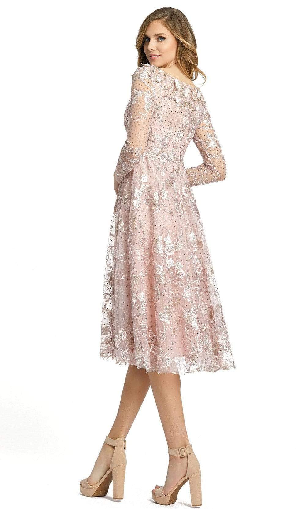 Mac Duggal - 67501 Bateau Neck Floral Tea Length Cocktail Dresses