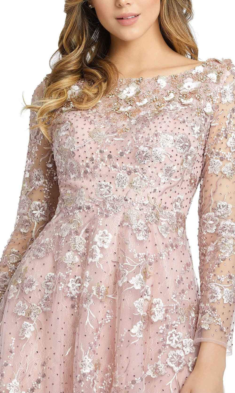 Mac Duggal - 67501 Bateau Neck Floral Tea Length Cocktail Dresses