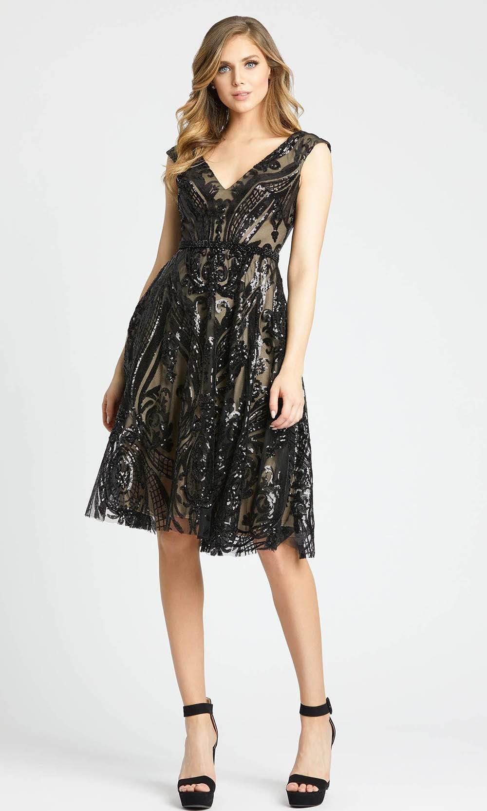 Mac Duggal - 67514 Cap Sleeves Embellished Dress Special Occasion Dress 0 / Black