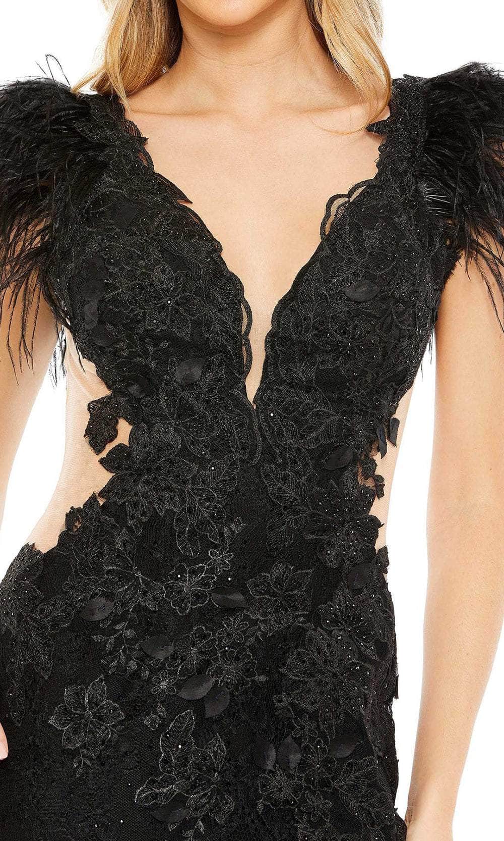 Mac Duggal 67782 - Feather and Floral Evening Gown Prom Dresses