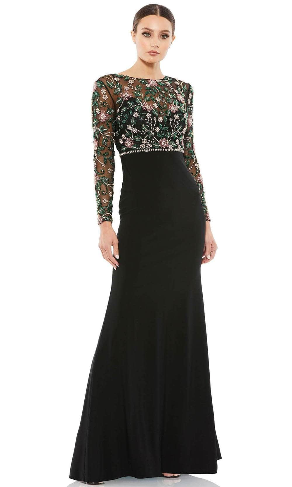 Mac Duggal 67870 - Long Hand-Embellished Mesh Bodice; Jersey Skirt Trumpet Dress Mac Duggal 67870 - Long Hand-Embellished Mesh Bodice; Jersey Skirt Trumpet Dress