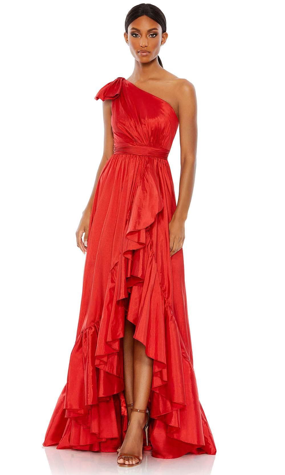 Mac Duggal 68027 - Asymmetrical One Sleeve Long Dress Special Occasion Dress 2 / Red