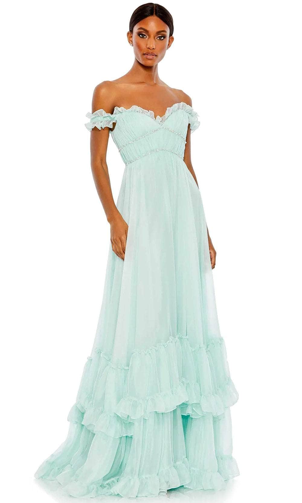 white christmas dresses A-line Sweetheart Beaded Empire Off Shoulder Chiffon Overlay Long Even