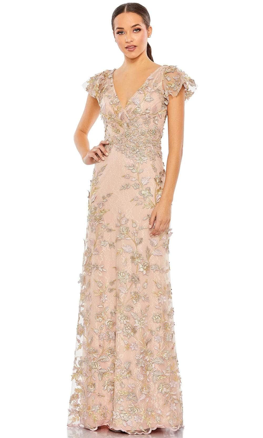 Mac Duggal 68192 - Embroidered Appliqued Evening Gown  Evening Dresses 4 / Rose Gold