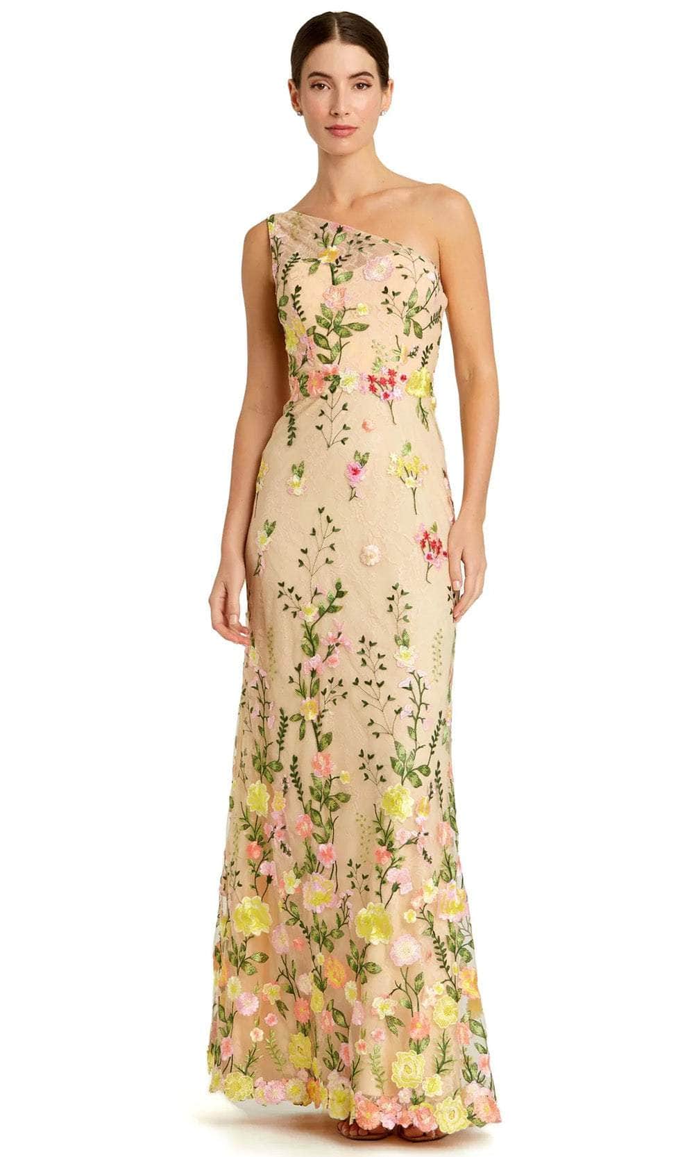 Mac Duggal 68606 - One Shoulder Floral Evening Gown Evening Dresses 0 / Yellow Multi