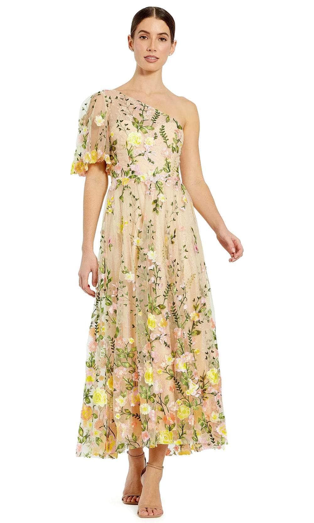 Mac Duggal 68607 - Flutter Sleeve Embroidered Dress Cocktail Dresses 0 / Yellow Multi