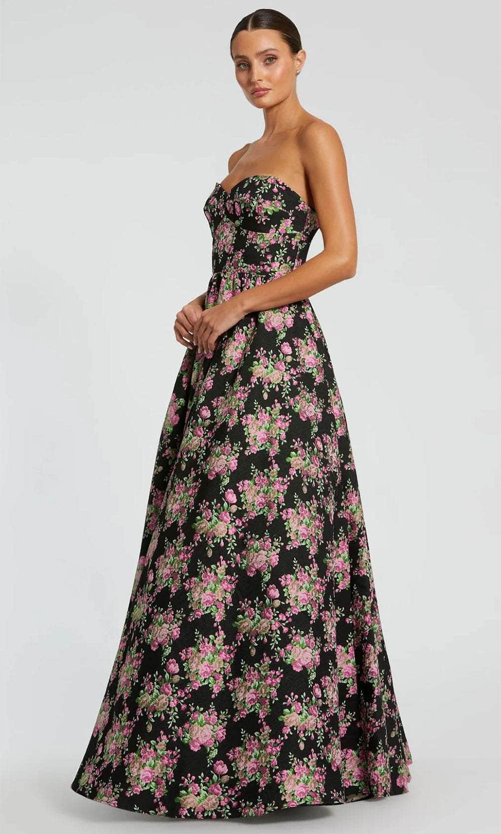 mac duggal prom dress Beige Strapless Bustier Floral Embroidered Mermaid Gown Over the years Mac Duggal Pageant 81891P Coco's
