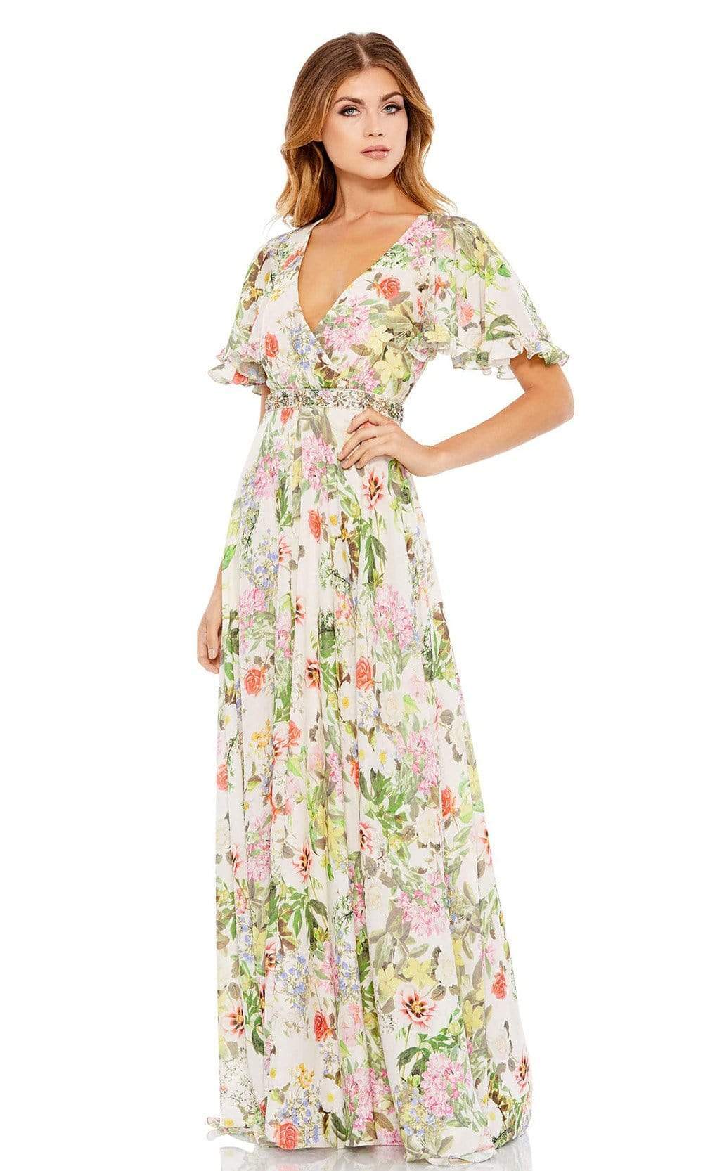 Mac Duggal - 9079 Multi Color Floral Printed Dress Prom Dresses 0 / Floral Multi