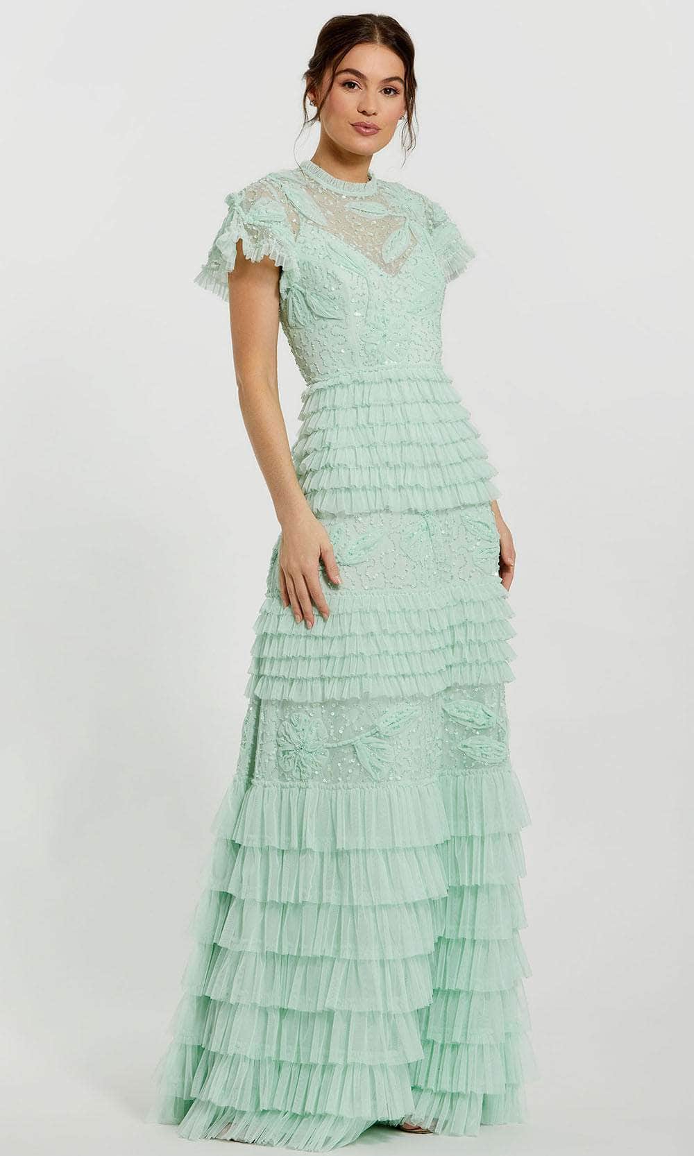 Mac Duggal 9278 - Floral Applique High Neck Dress Mother of the Bride Dresses