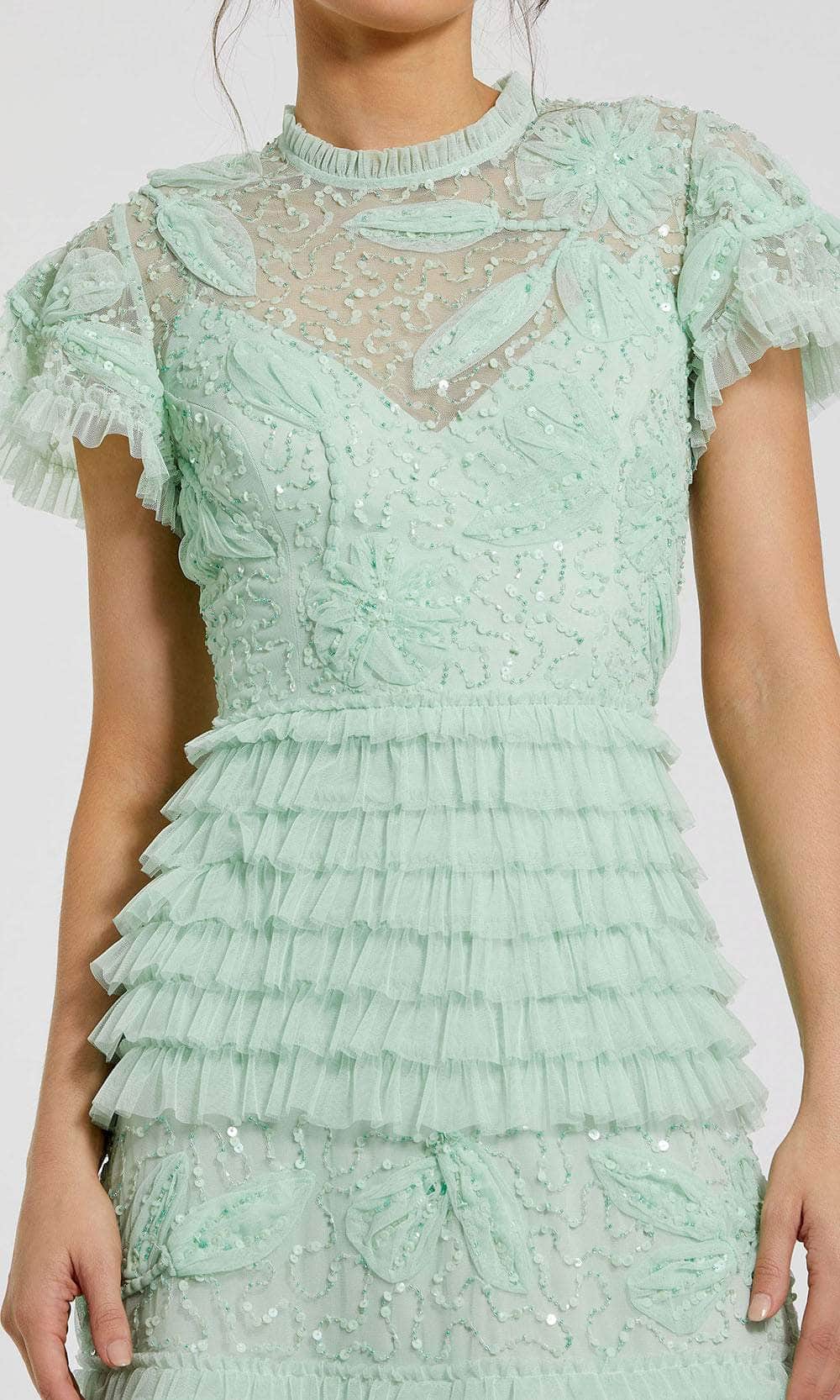 Mac Duggal 9278 - Floral Applique High Neck Dress Mother of the Bride Dresses