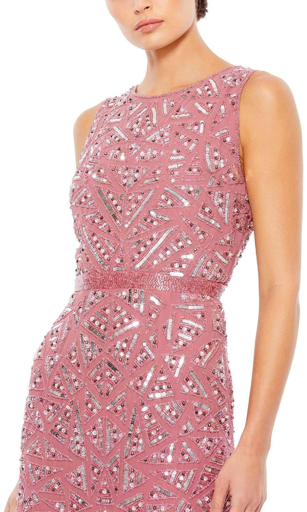 Mac Duggal - 93550 Jewel Neck Beaded Column Dress Cocktail Dresses