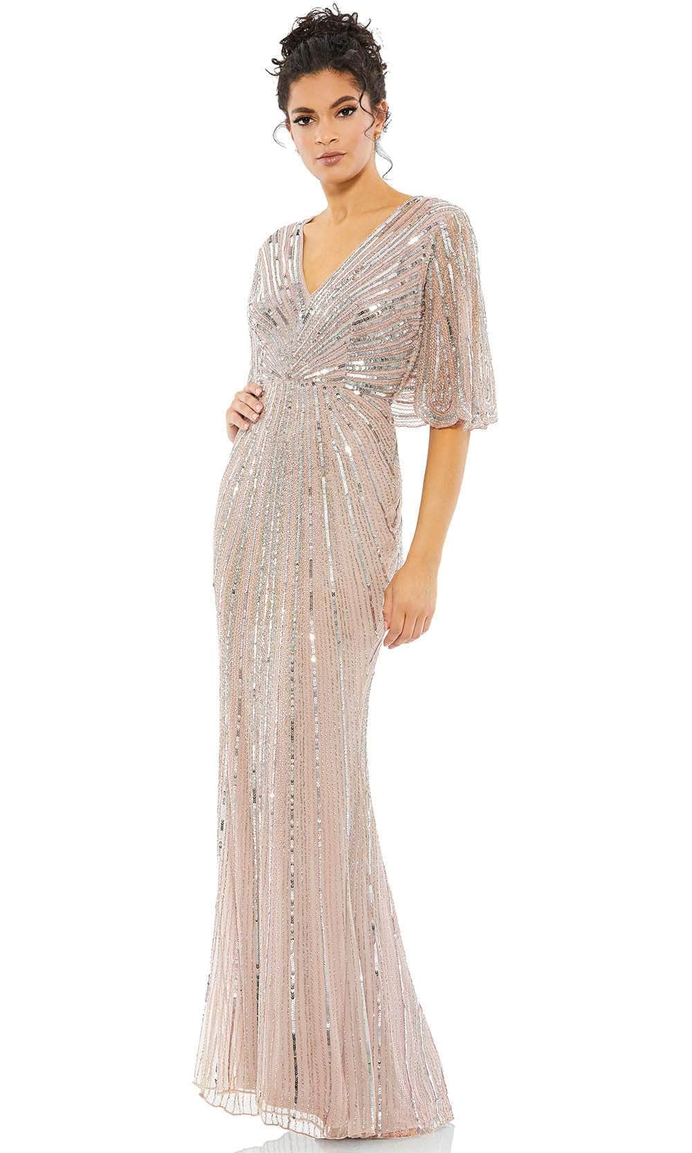 Mac Duggal 93583 - Short bell sleeves, Sequins, Full back, Zipper closure Special Occasion Dress 2 / Vintage Rose