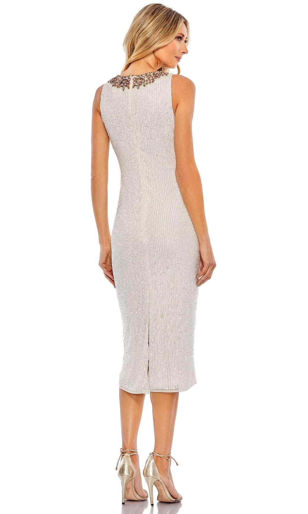 Mac Duggal - 93607 Sequined Tea Length Sheath Dress Cocktail Dresses