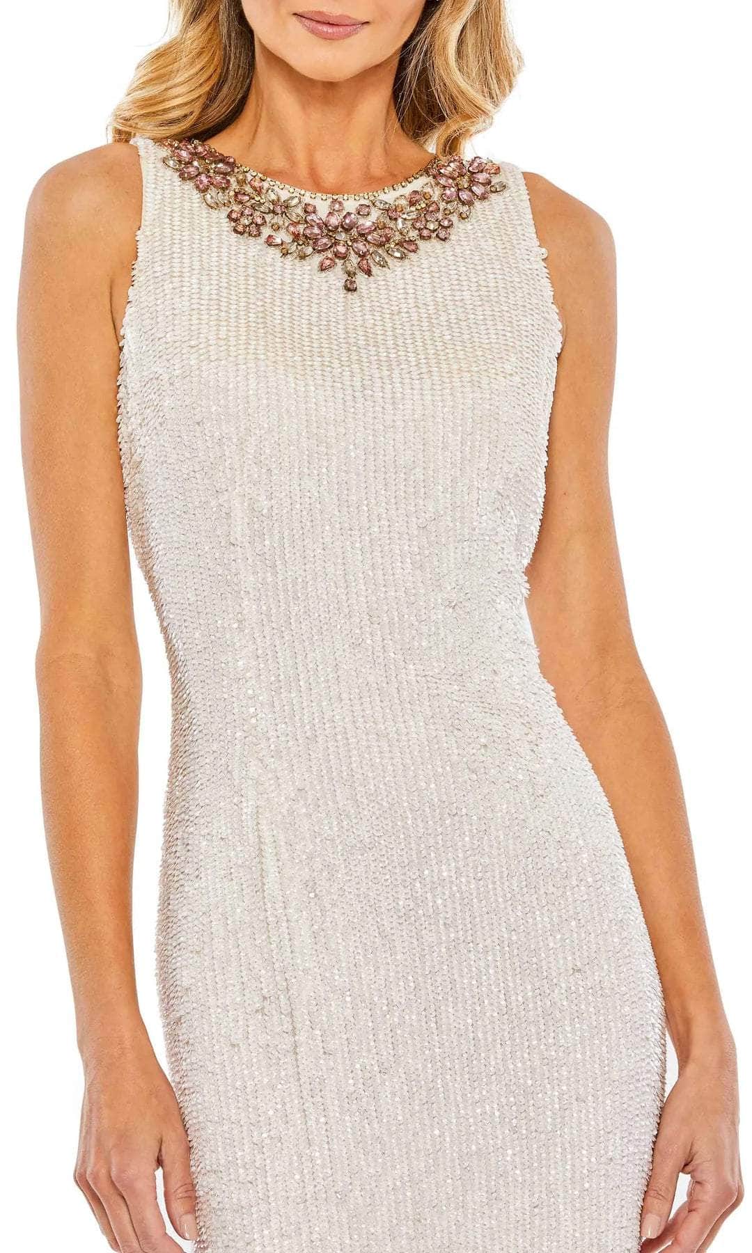 Mac Duggal - 93607 Sequined Tea Length Sheath Dress Cocktail Dresses