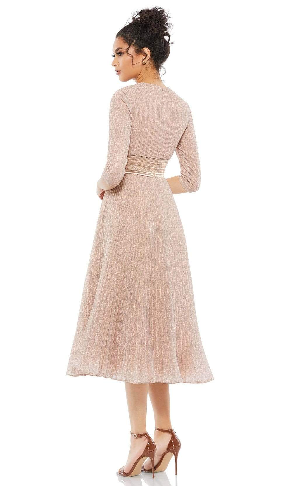 Mac Duggal Cocktail - 30750D Tea Length Pleated A-Line Dress Cocktail Dresses