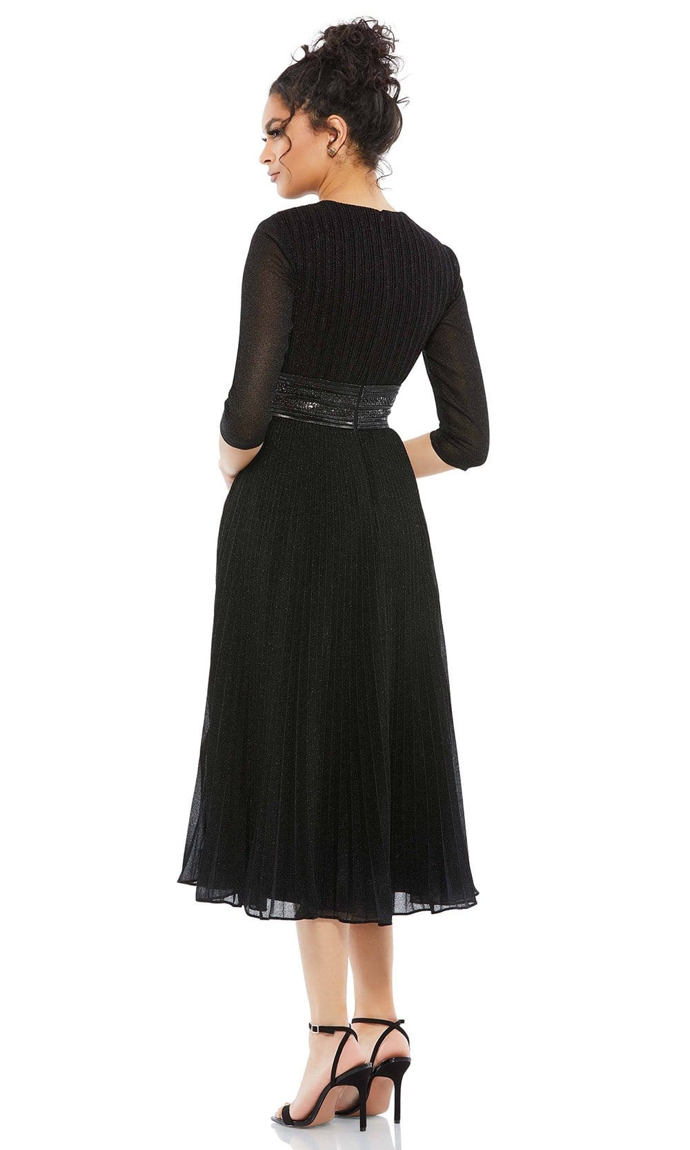 Mac Duggal Cocktail - 30750D Tea Length Pleated A-Line Dress Cocktail Dresses