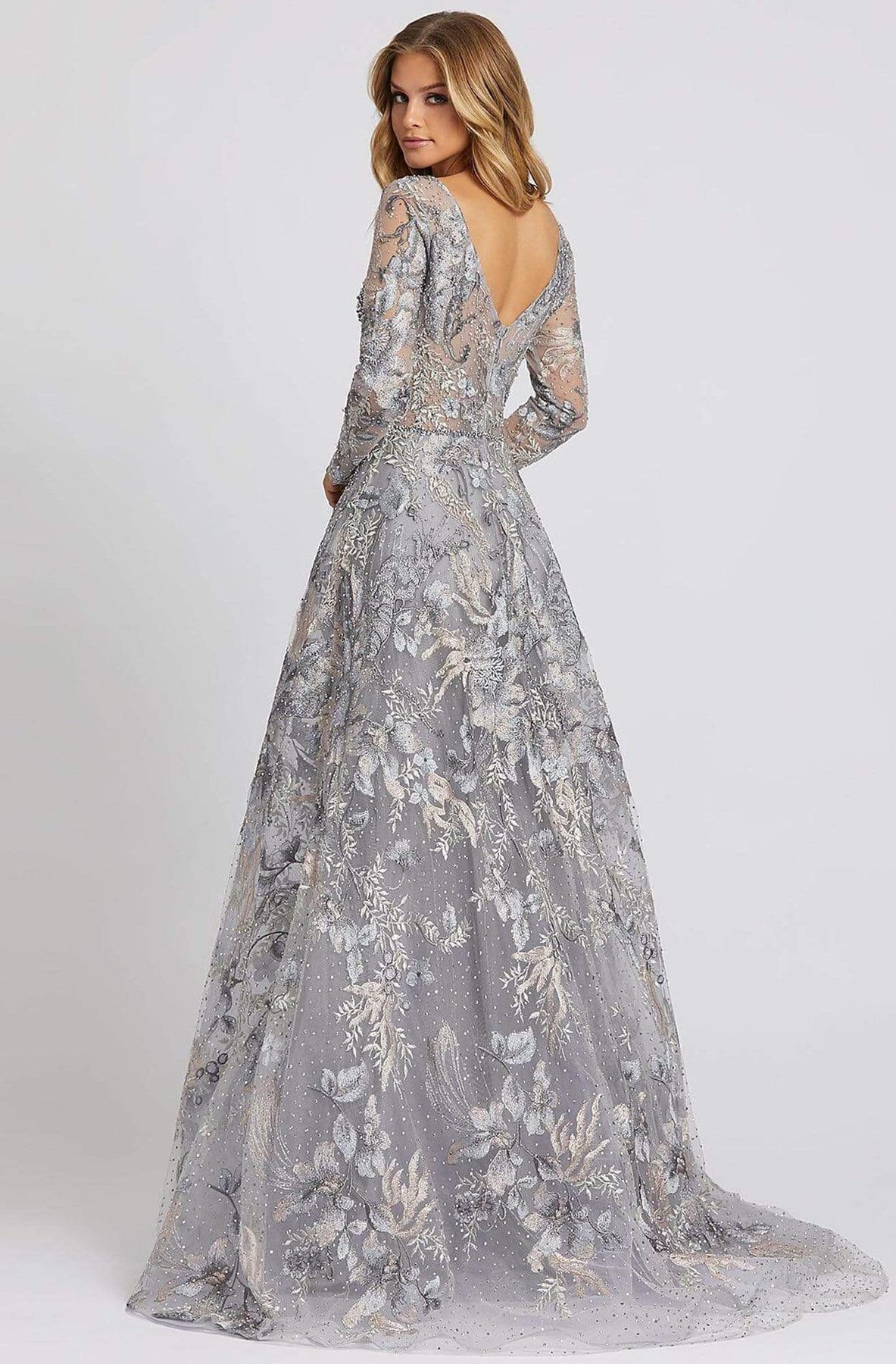 Mac Duggal Evening - 20214D Illusion Long Sleeve Embroidered Gown Evening Dresses