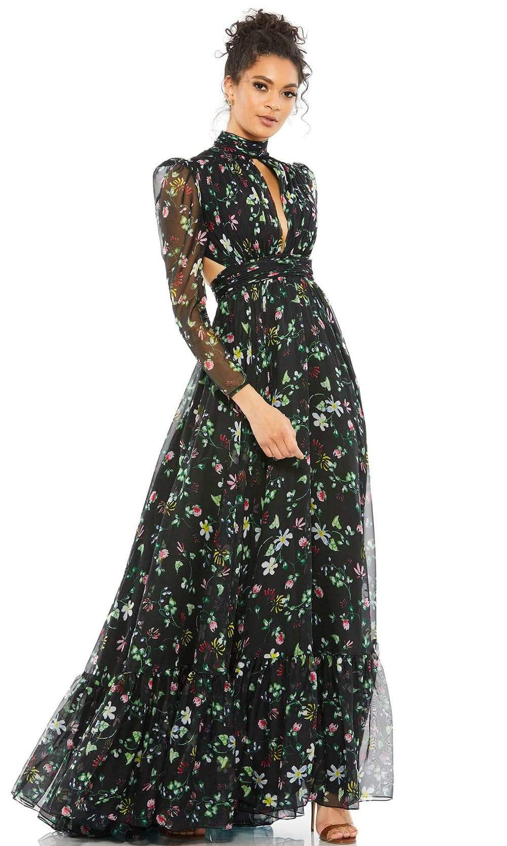 Mac Duggal Evening - 67942D High Neck Floral Evening Dress Special Occasion Dress 0 / Black Floral