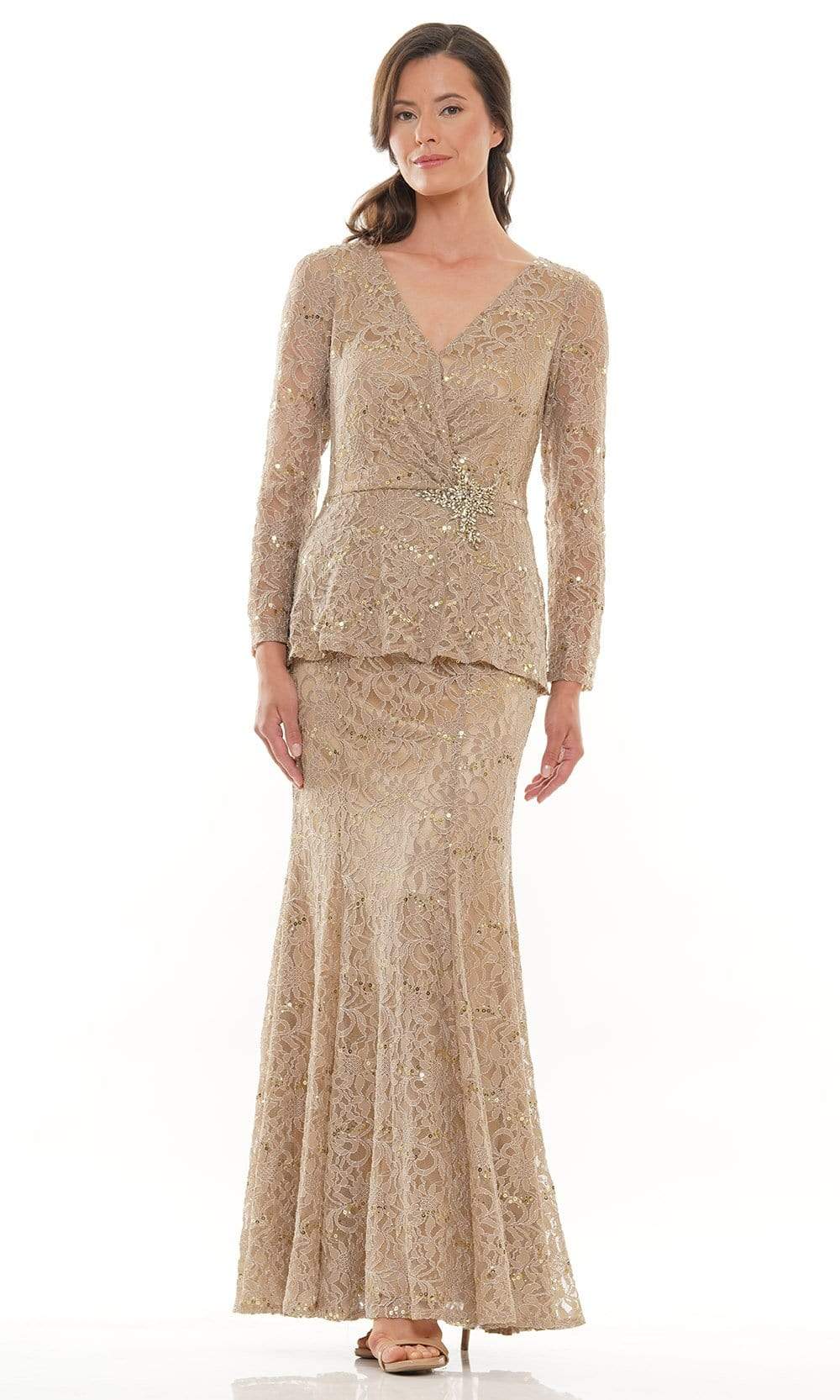 Marsoni by Colors - M306 V-Neck Trumpet Evening Dress Mother of the Bride Dresses