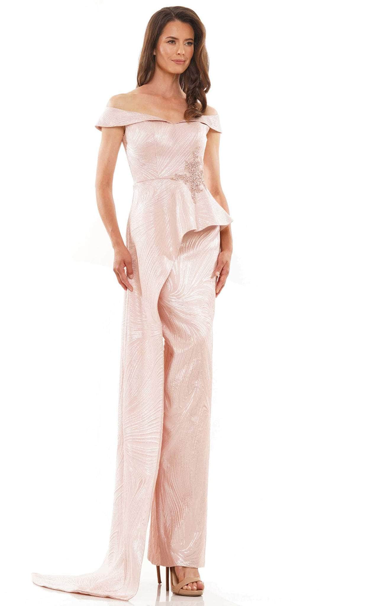 Marsoni by Colors MV1225 - Cap Sleeve Jacquard Evening Gown Evening Dresses 4 / Rose