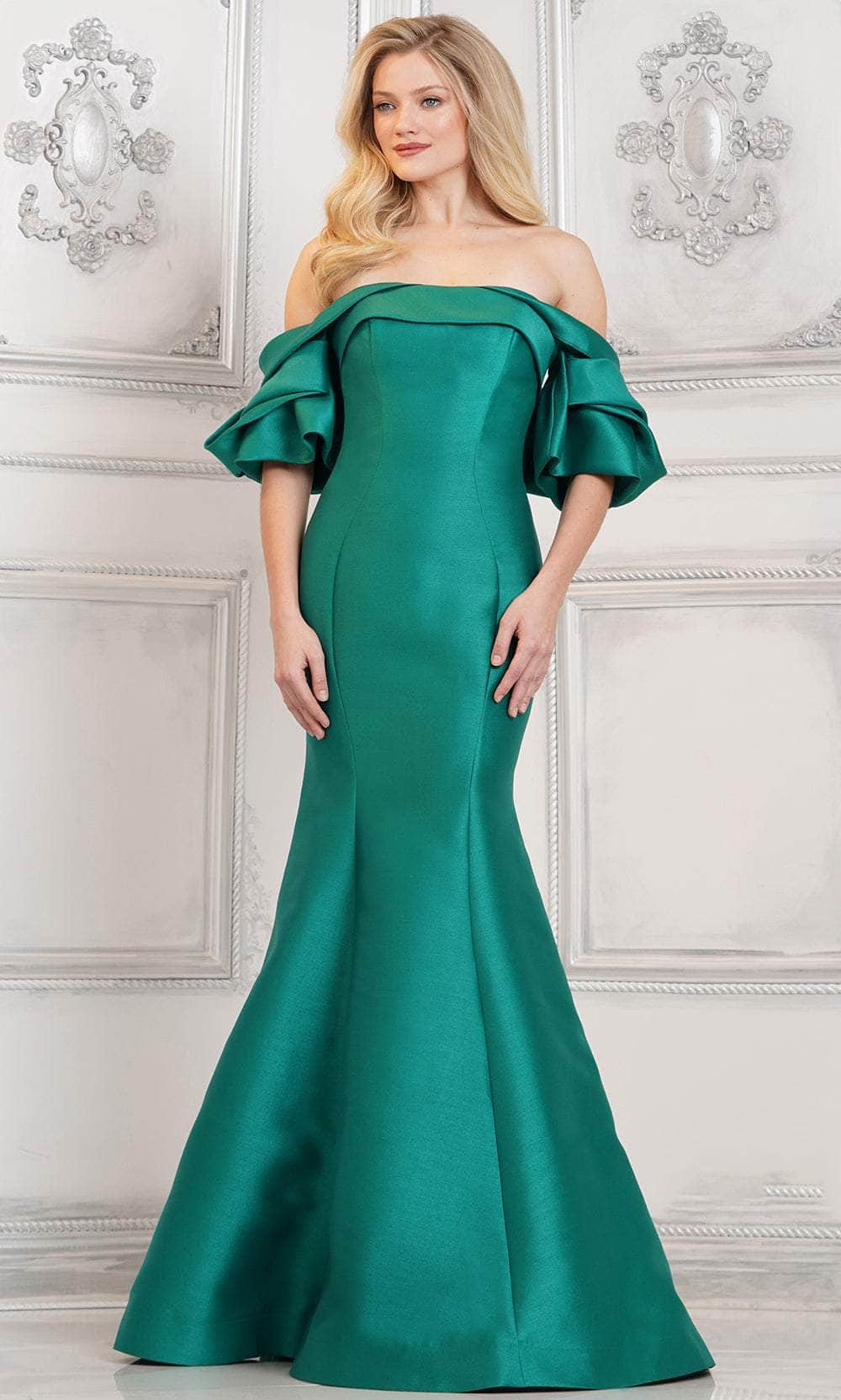 Marsoni by Colors MV1290 - Draped Mermaid Evening Gown Special Occasion Dresses Dresses 4 / Emerald