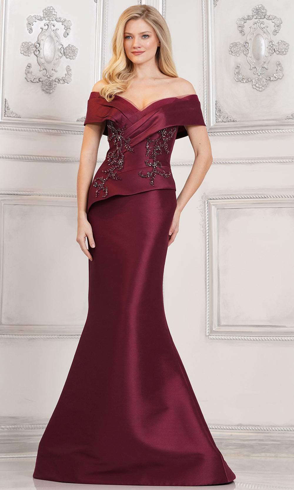 Marsoni by Colors MV1312 - Long Stretch Mikado Mermaid Dress - Sweetheart, Short Sleeve, Asymmetric Peplum, Beaded Appliques, Mid-Open Back, Sweep Marsoni by Colors MV1312 - Long Stretch Mikado Mermaid Dress - Sweetheart, Short Sleeve, Asymmetric Peplum, Beaded Appliques, Mid-Open Back, Sweep