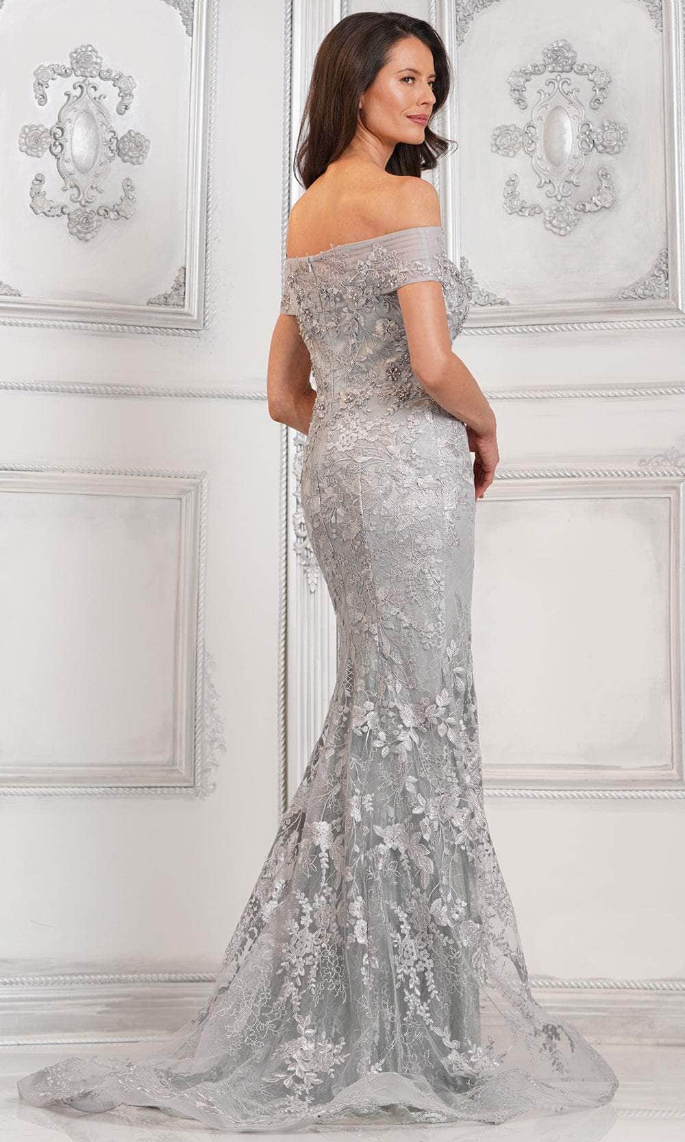 Marsoni by Colors MV1313 - Embroidered Straight-Across Neck Long Gown Prom  Dresses