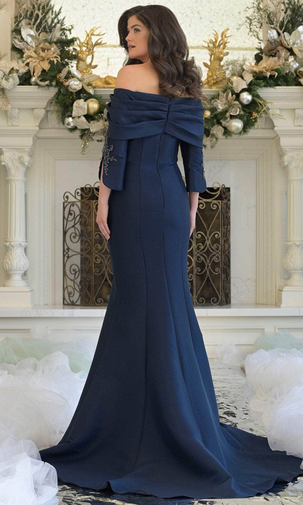 Marsoni by Colors MV1360 - Quarter Sleeve Beaded Applique Gown Mother of the Bride Dresses