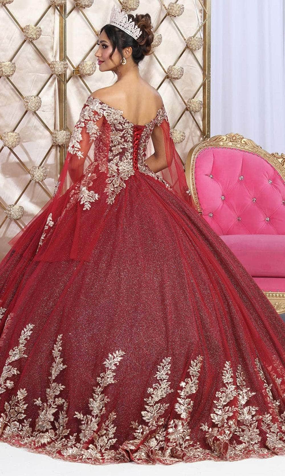 May Queen LK221 - Cape Sleeve Applique Ballgown Quinceanera Dresses
