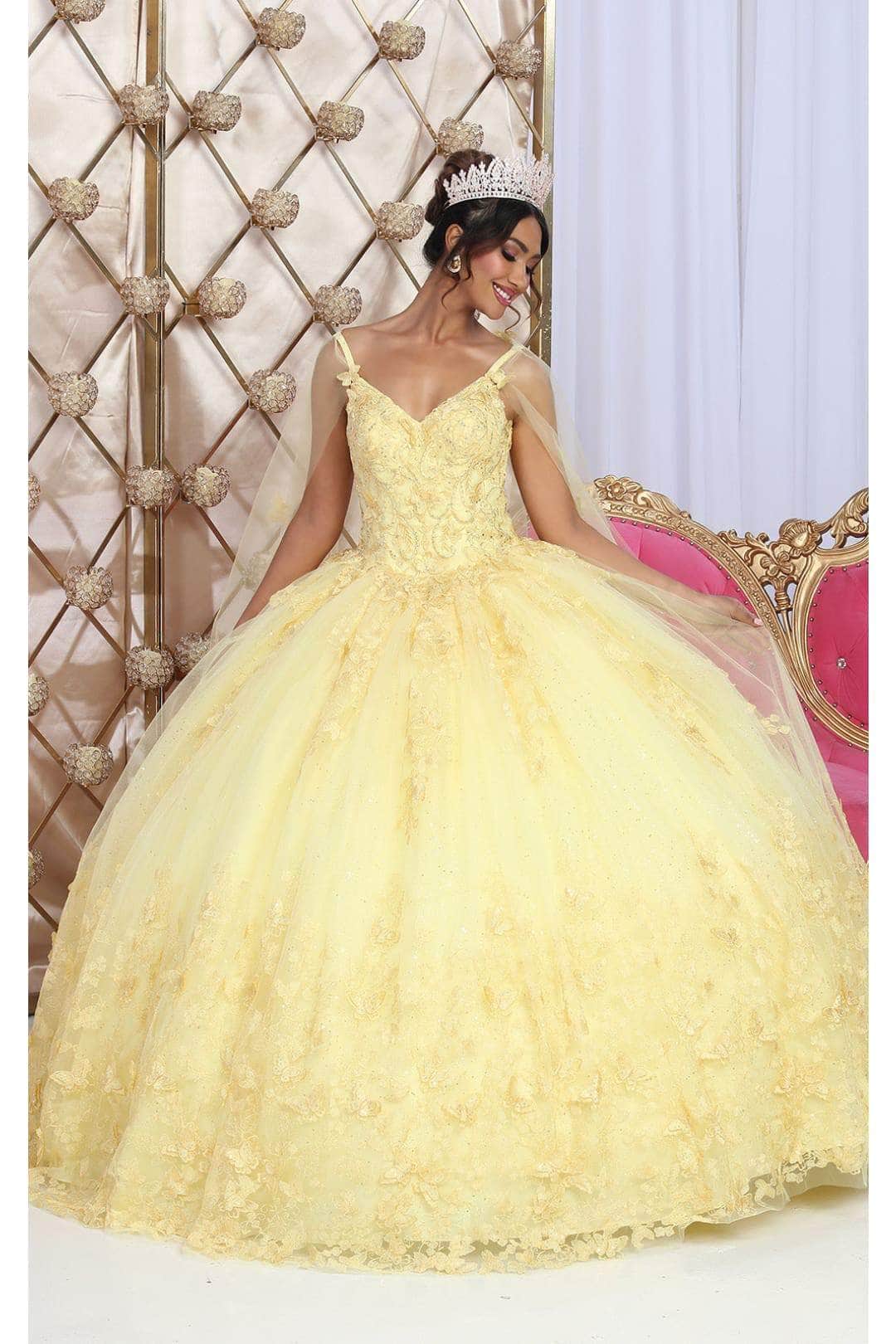 May Queen LK226 - Embroidered V-Neck Ballgown Quinceanera Dresses