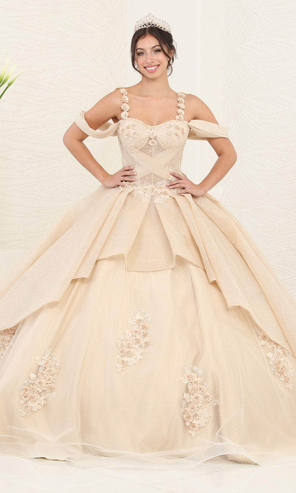 Sweetheart Floor-Length Tulle Quinceaera Ball Gown May Queen LK250 - Champagne / 14 Sweetheart Floor-Length Tulle Quinceaera Ball Gown May Queen LK250 - Champagne / 14