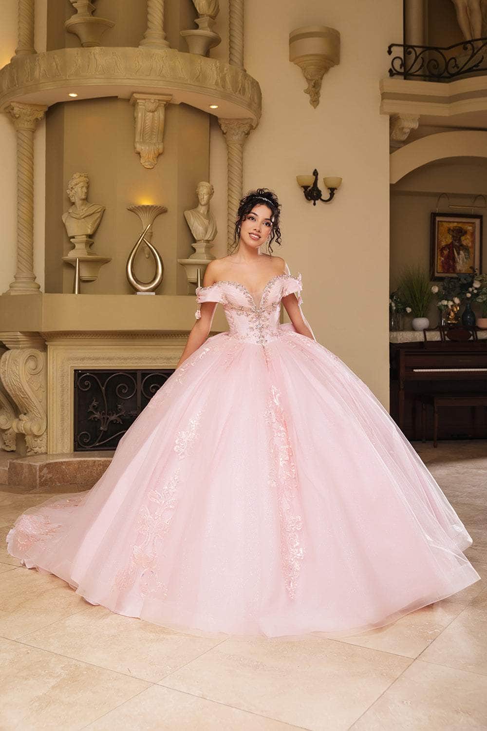 May Queen LK274 - Long Glitter Tulle Ballgown Dress