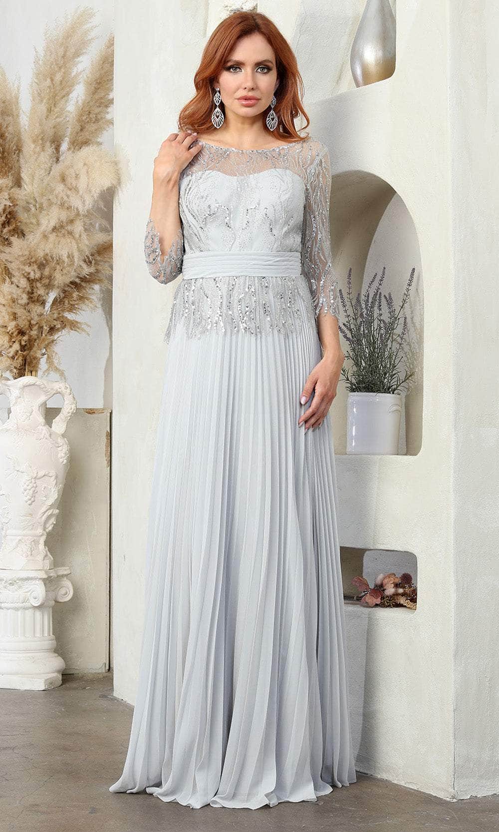 mother of the bride dresses with pleated skirt Long Pleated Beaded Formal Mother of the Bride Dress Primavera Couture 13164