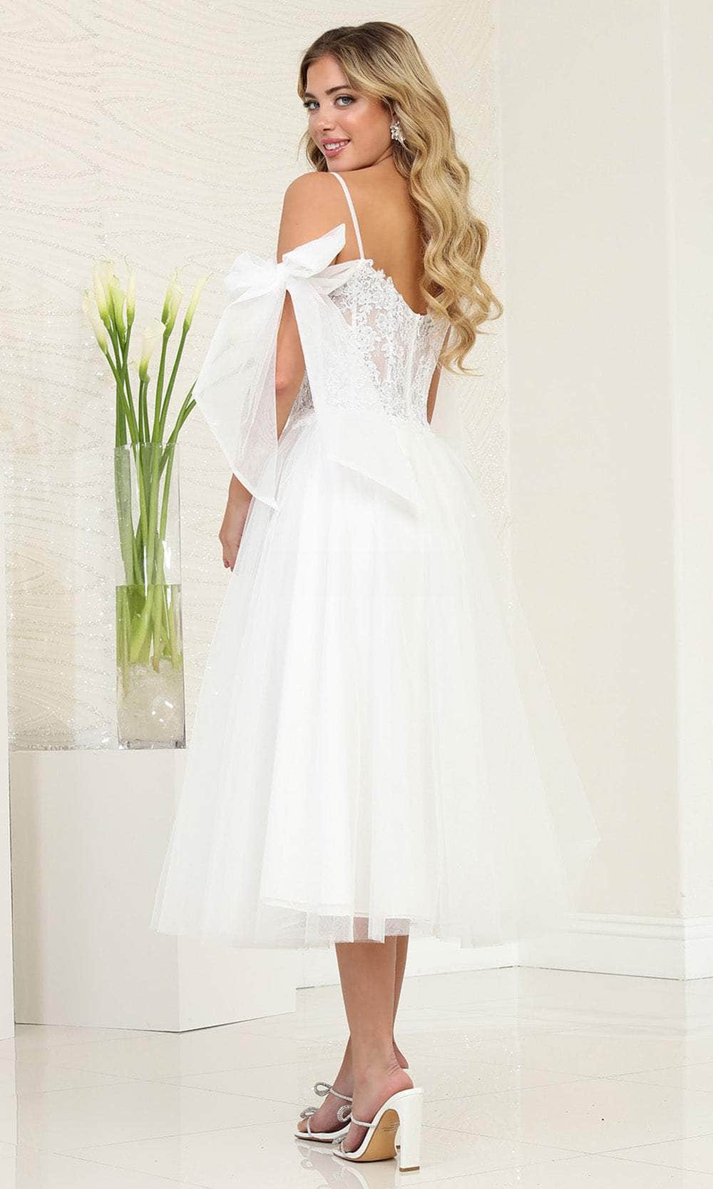 May Queen MQ2089 - Floral Appliqued A-Line Prom Dress Prom Dresses