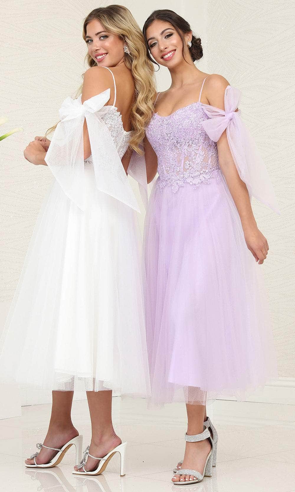 May Queen MQ2089 - Floral Appliqued A-Line Prom Dress Prom Dresses