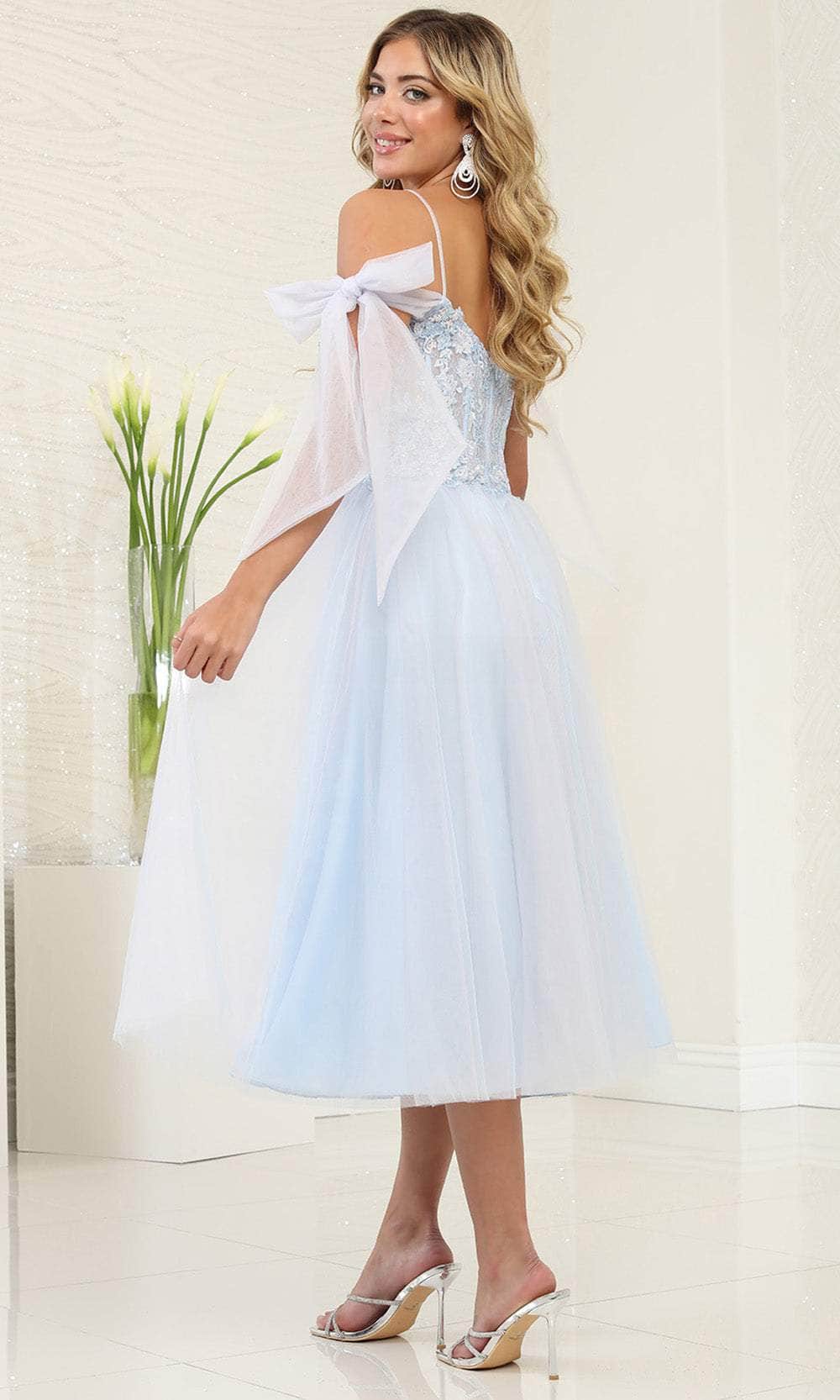 May Queen MQ2089 - Floral Appliqued A-Line Prom Dress Prom Dresses