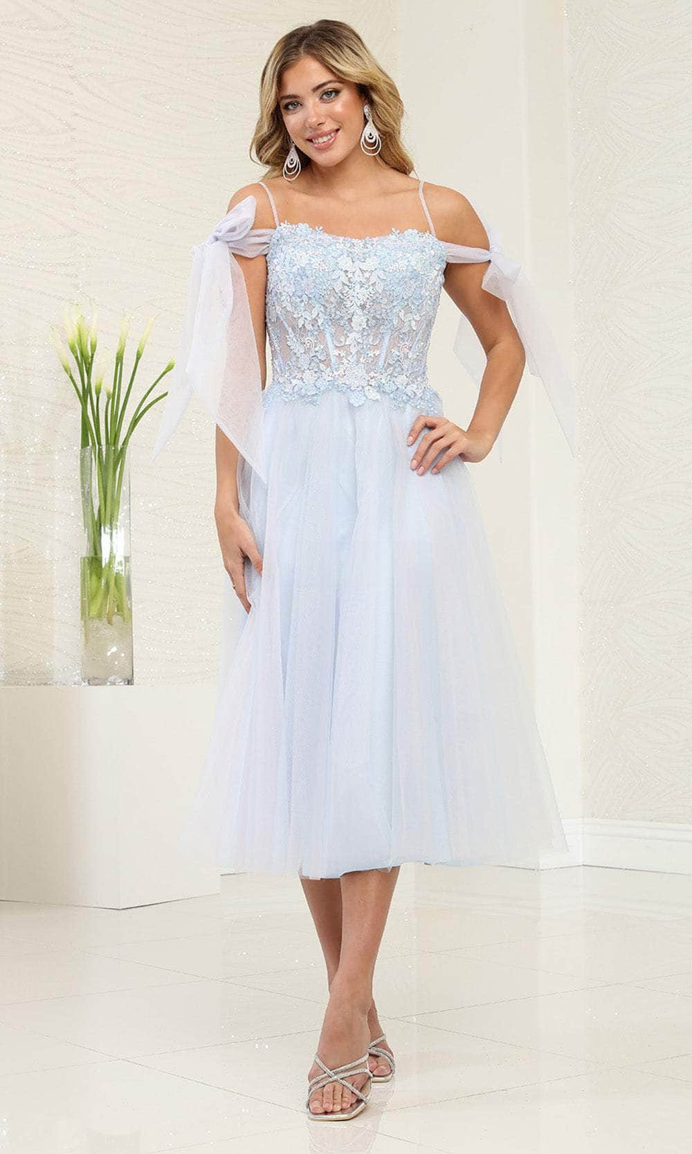 a line cocktail dress mid length Missacc Peacock Cocktail Dresses A-Line Off-The-Shoulder Sleeveless Tea-Length Satin Cocktail Dresses