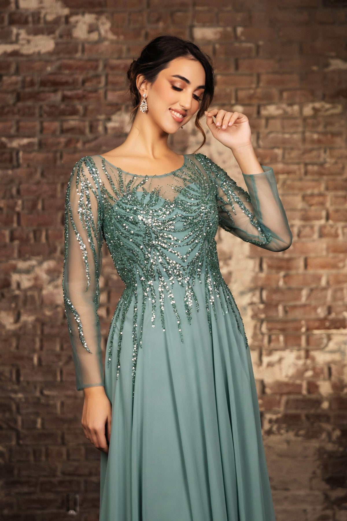 May Queen MQ2161 - Bateau Sequin Mesh Formal Dress Mother of the Bride Dresses