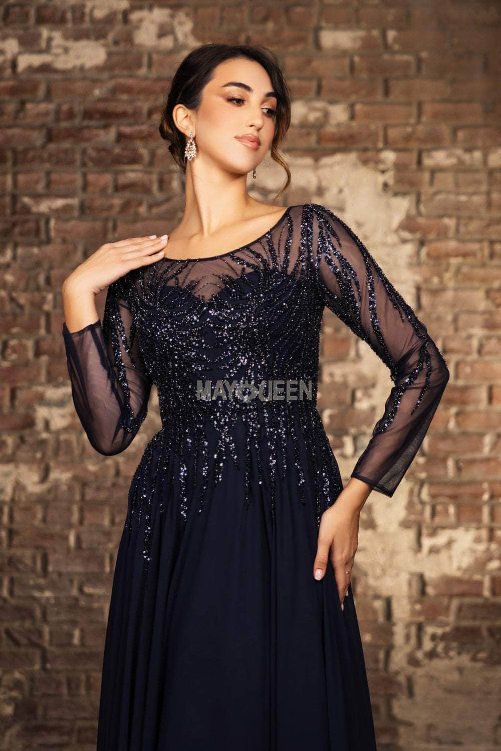 May Queen MQ2161 - Bateau Sequin Mesh Formal Dress Mother of the Bride Dresses