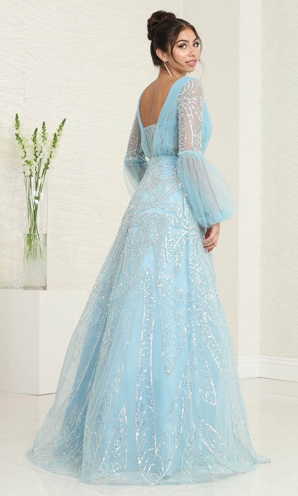 May Queen RQ8042 - Sequin Ornate A-Line Prom Gown Special Occasion Dresses