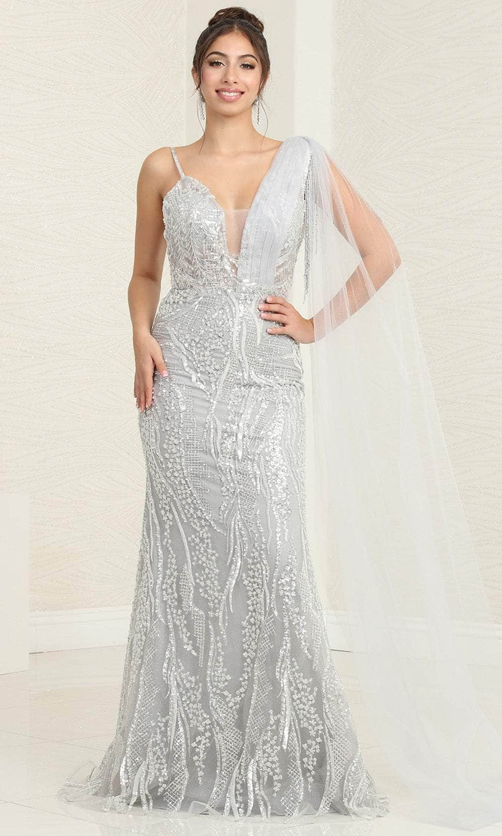 May Queen RQ8066 - Beaded Plunged V-Neck Prom Gown Prom Dresses